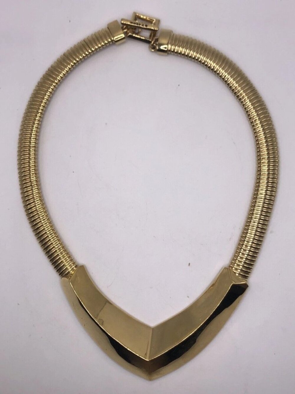 Vtg St John Gold Tone Art Deco Modernist Collar Necklace
